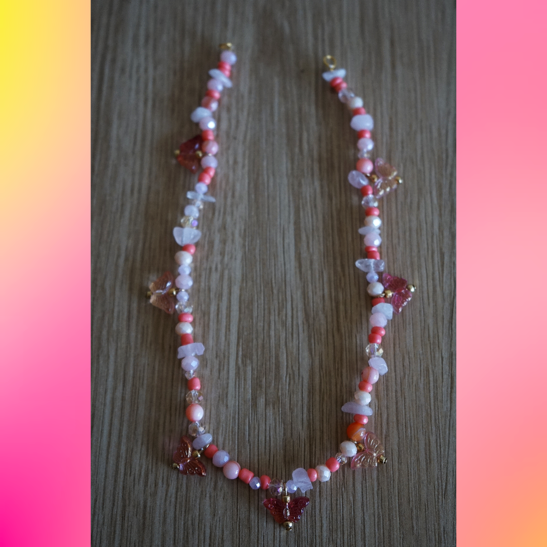 Peachy Butterflies Necklace