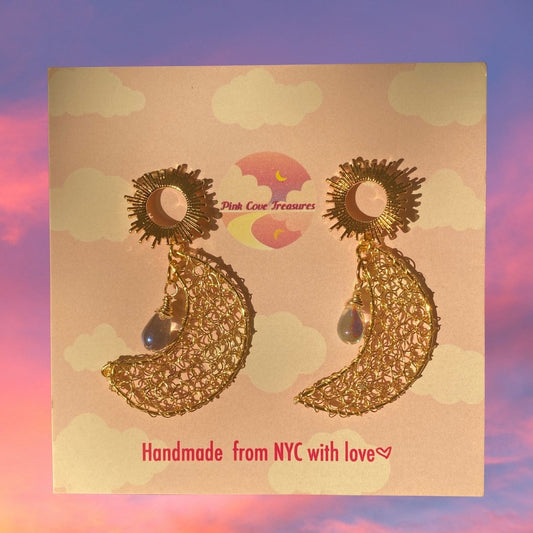 Golden Sun Moon Eclipse Earrings